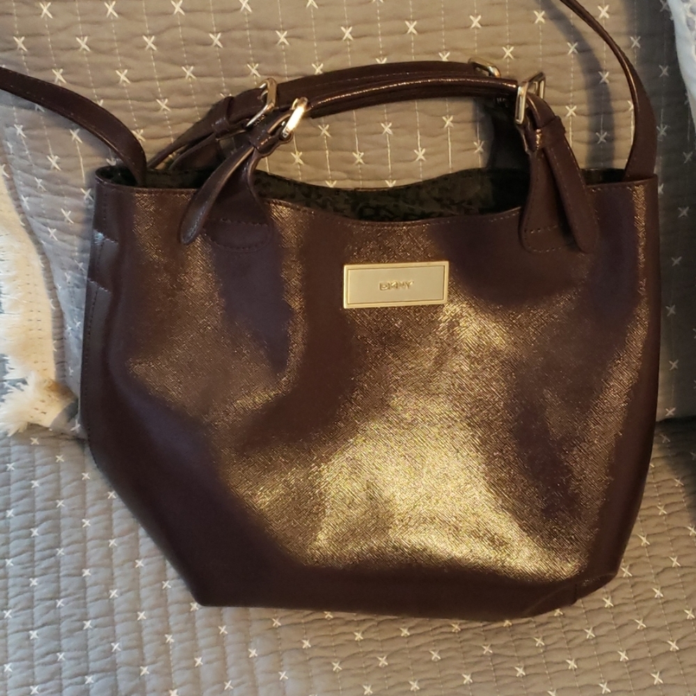 DKNY blood red shoulder strap purse